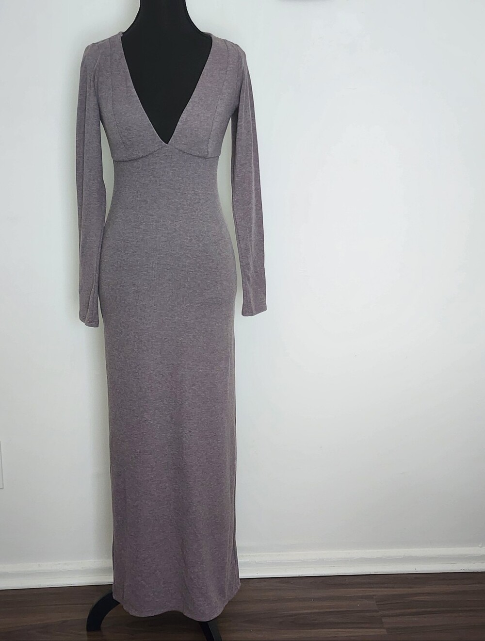 wild fable Heather Mauve Long-Sleeve V-Neck Maxi Dress